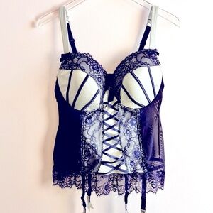 Lovehoney Lace Corset size 1X / 2X Navy Blue